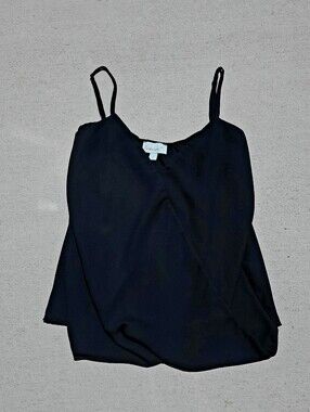 Veronica M. Black V-Neck Spaghetti Adjustable Straps Wrap Tank Top Womens Size S
